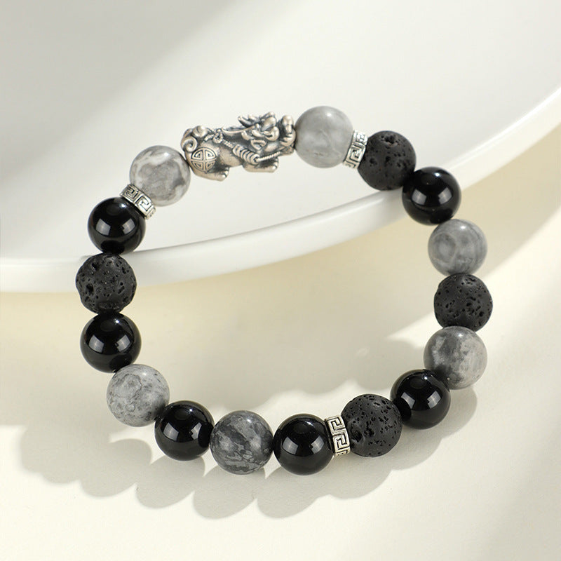 New 999 Silver National Trendy Style Beaded Women's Bracelet