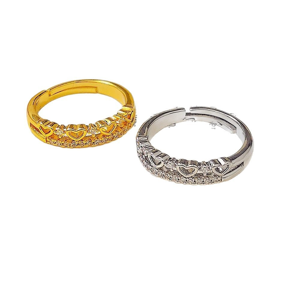 Ins Style Simple Girls Do Not Fade Heart-shaped Open Ring