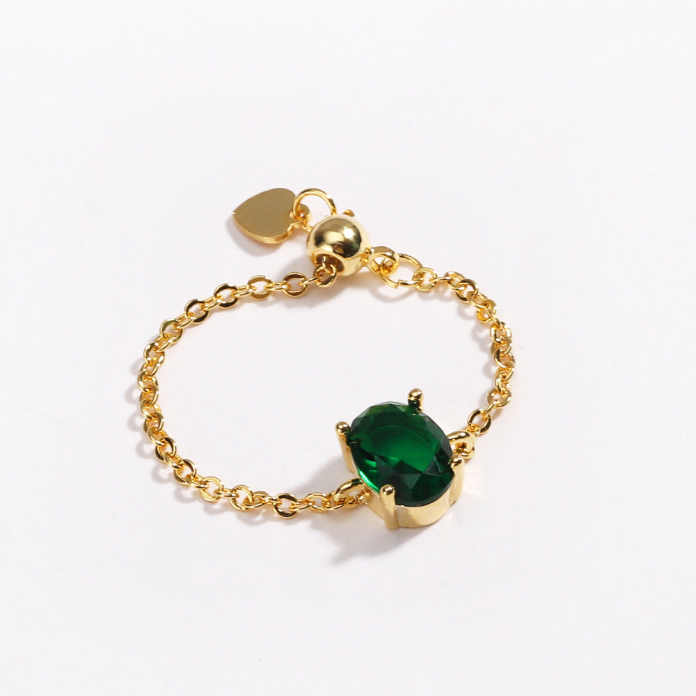New Copper-plated Gold Oval Stretch Ring For Women