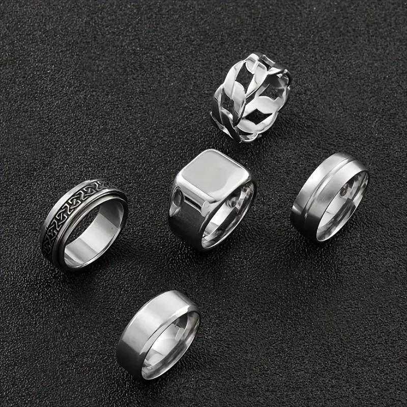 Stainless Steel Ring Five-piece Set Rotatable Decompression Ring Simple Advanced
