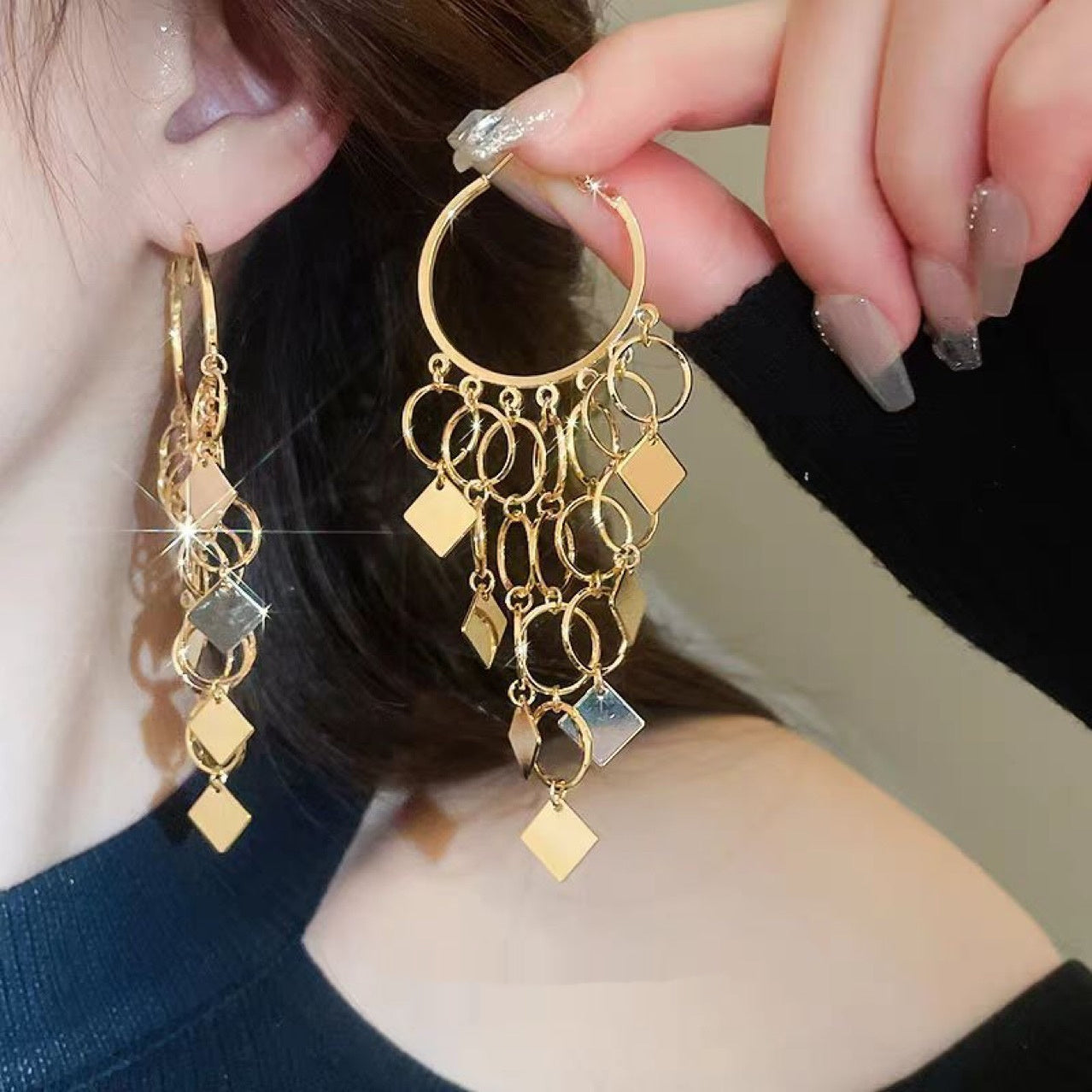 Women's Diamond Exaggerating Tassel Earrings