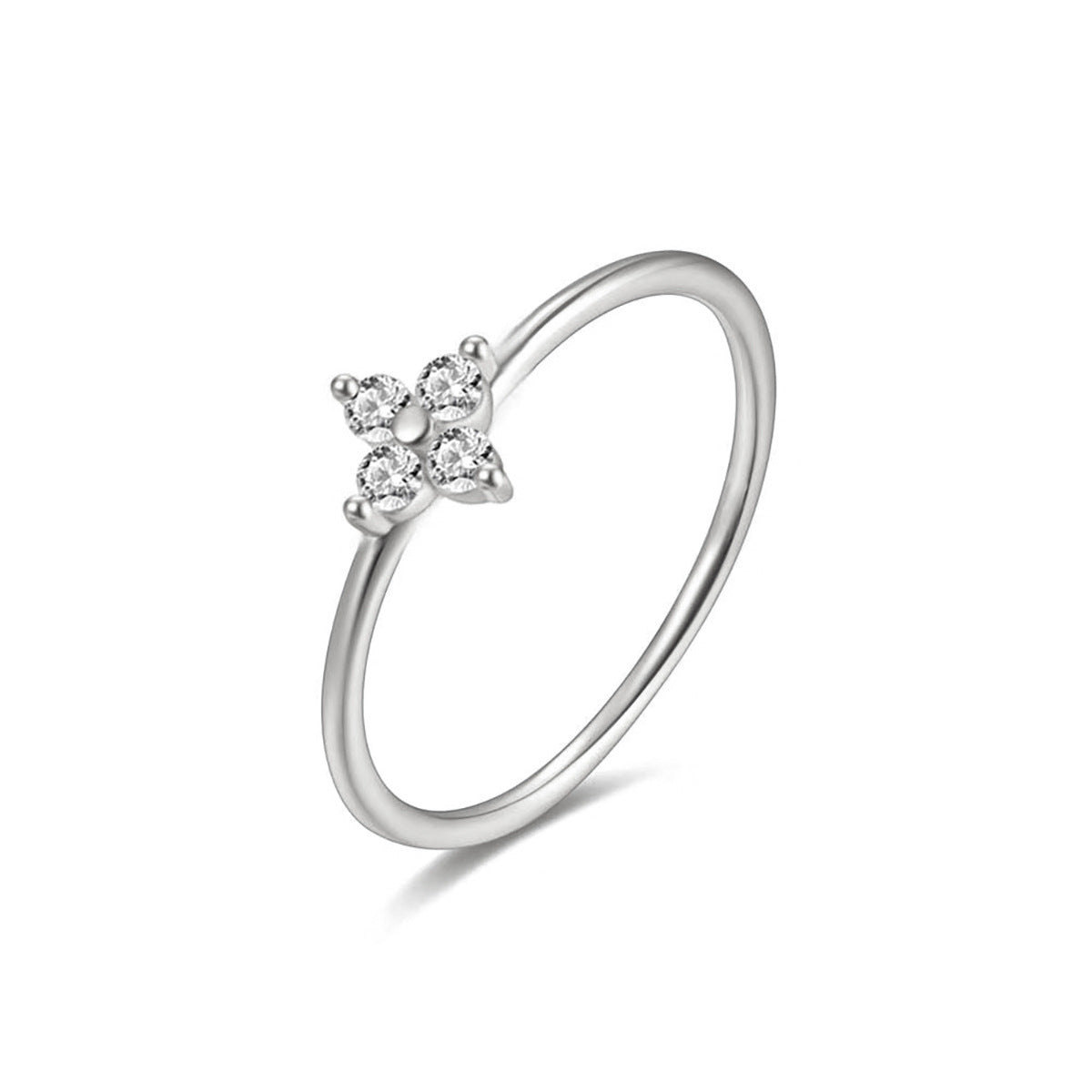 Entry Lux Style Four-leaf Clover Micro-inlaid Zircon Ring