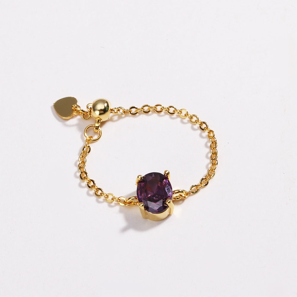 New Copper-plated Gold Oval Stretch Ring For Women