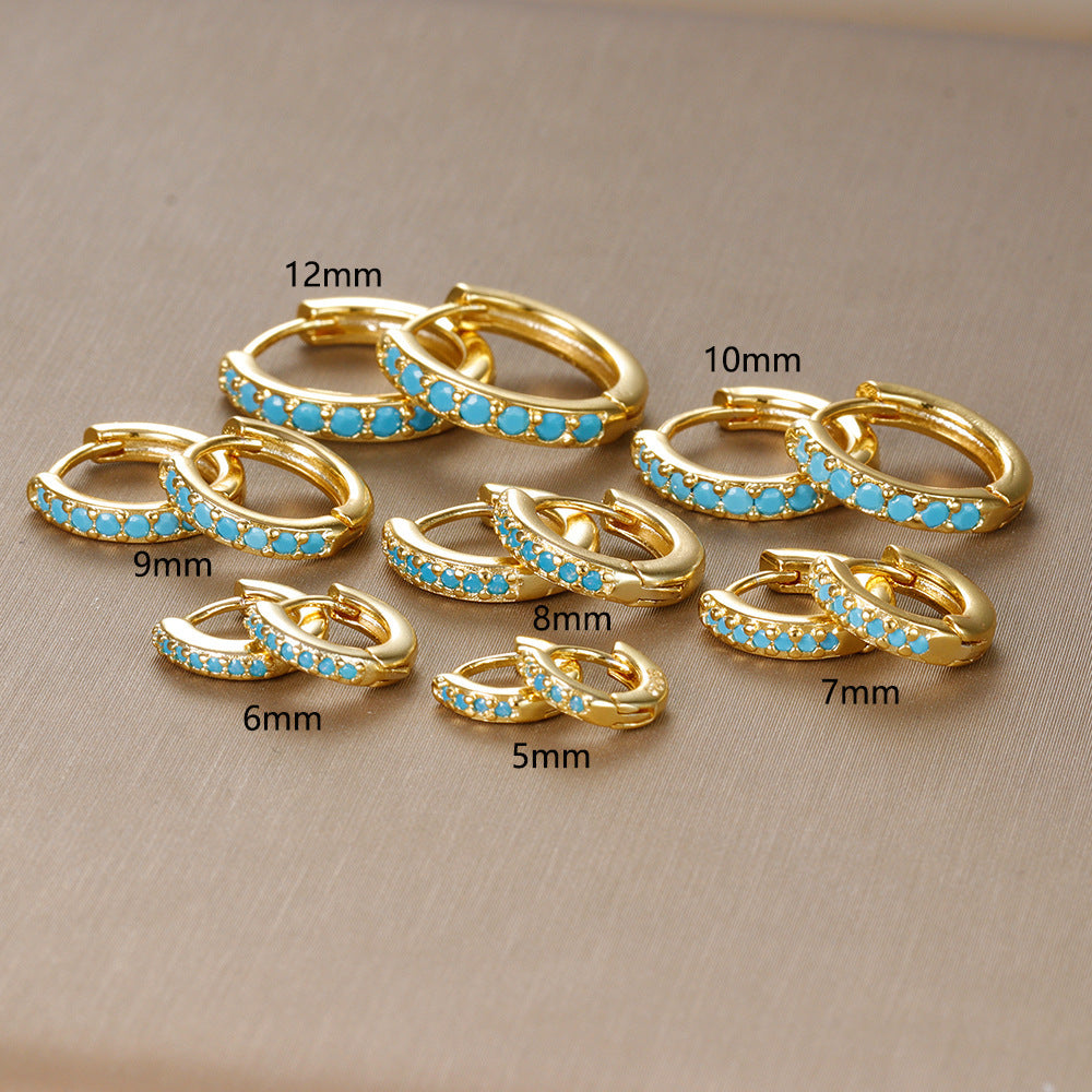 European And American Diamond Circle Ear Studs Personality Fashion