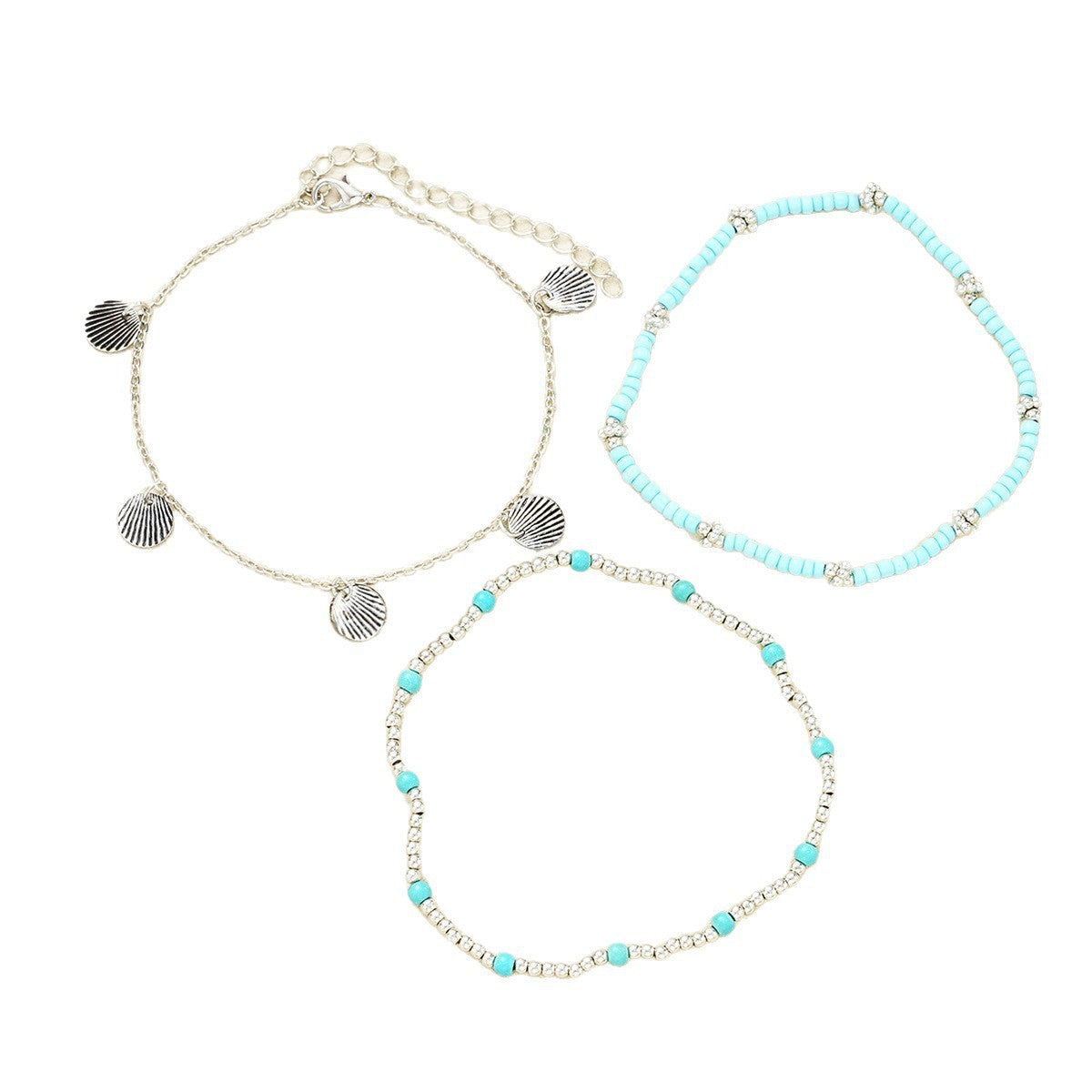 Shell Bead Anklet Set Three-piece Set