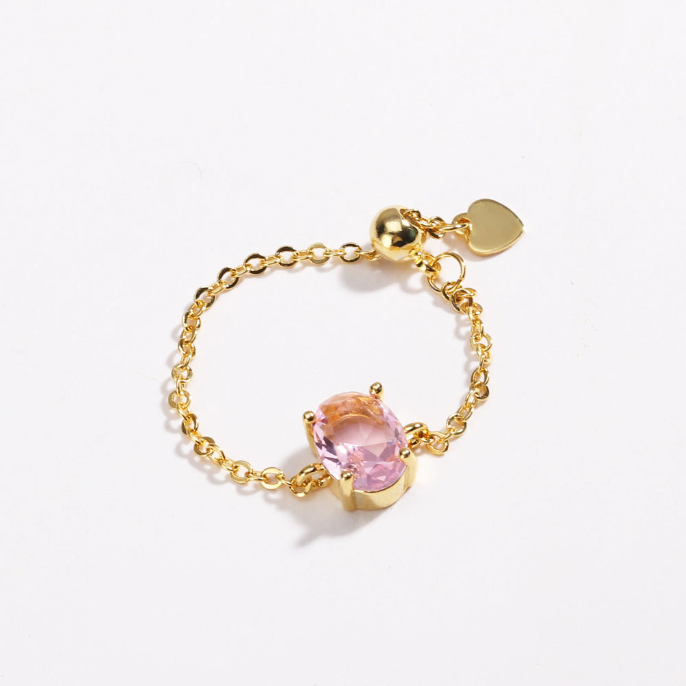 New Copper-plated Gold Oval Stretch Ring For Women