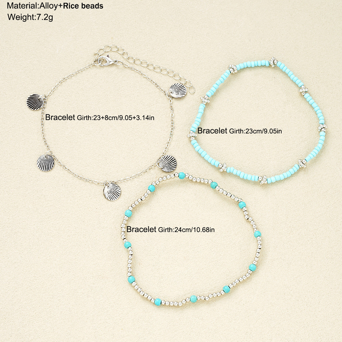 Shell Bead Anklet Set Three-piece Set
