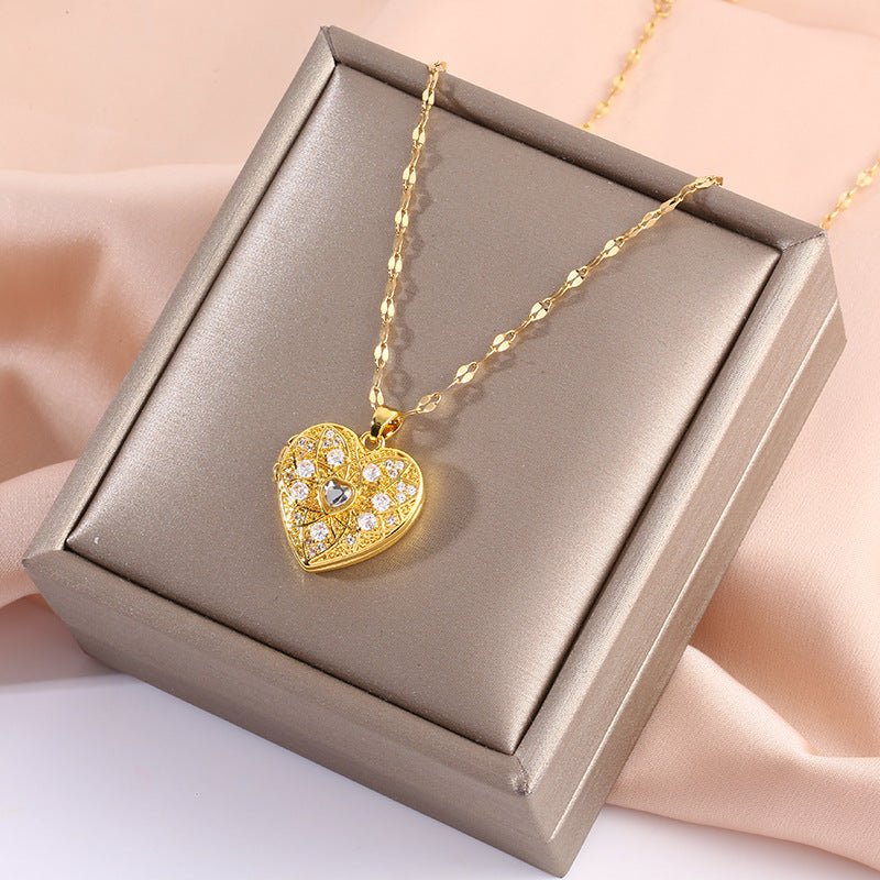 Loving Heart Zircon Openable Pendant Necklace