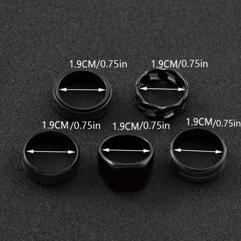 Stainless Steel Ring Five-piece Set Rotatable Decompression Ring Simple Advanced