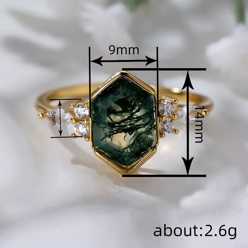 Horse Eye Geometric Hexagon Design Ring Mori Style