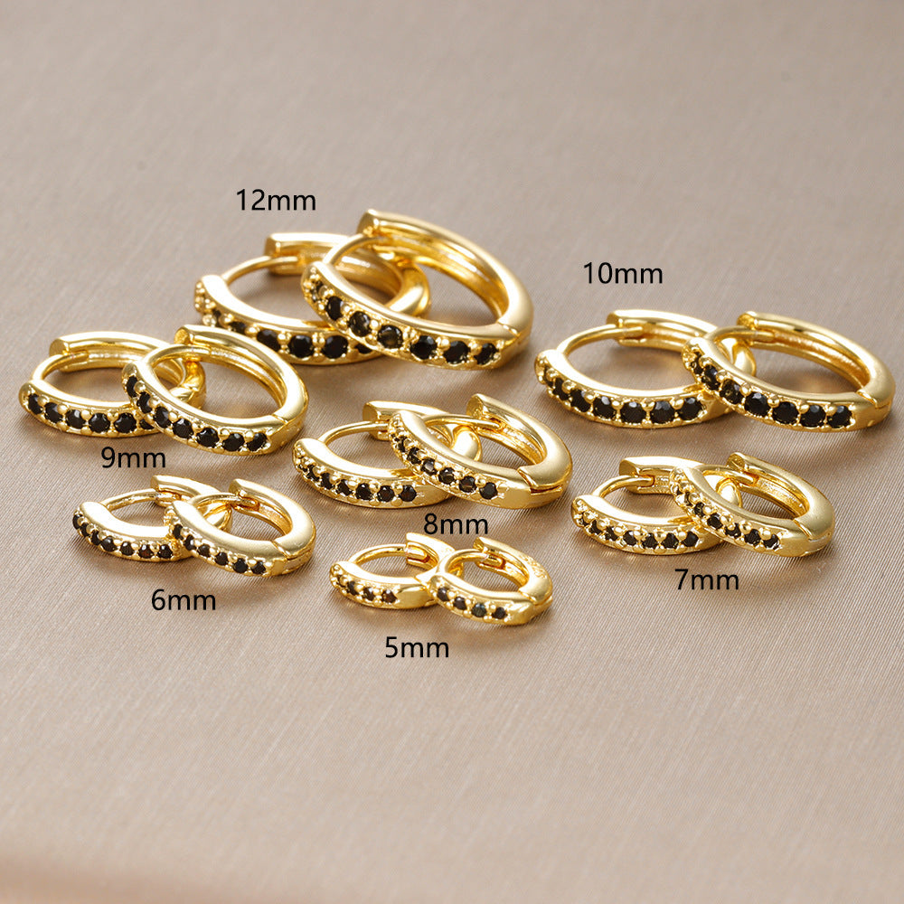 European And American Diamond Circle Ear Studs Personality Fashion