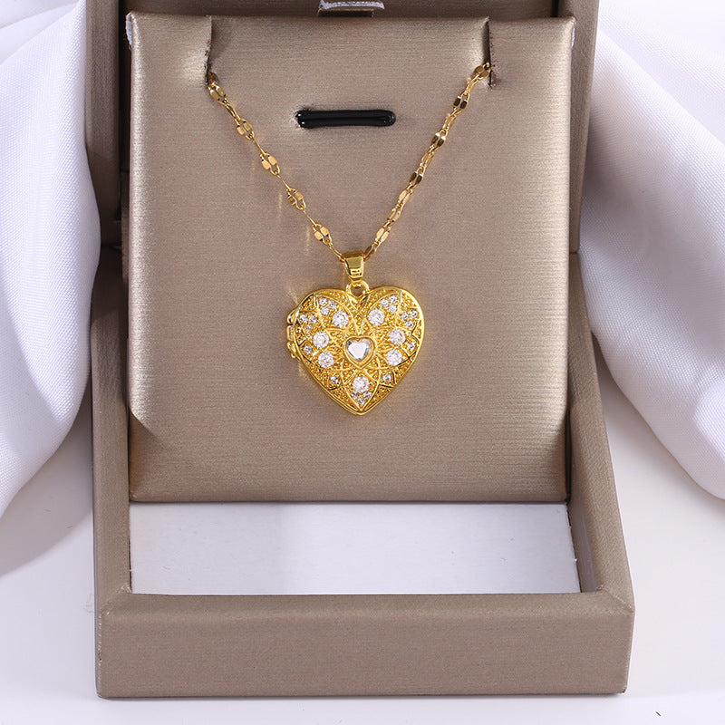 Loving Heart Zircon Openable Pendant Necklace