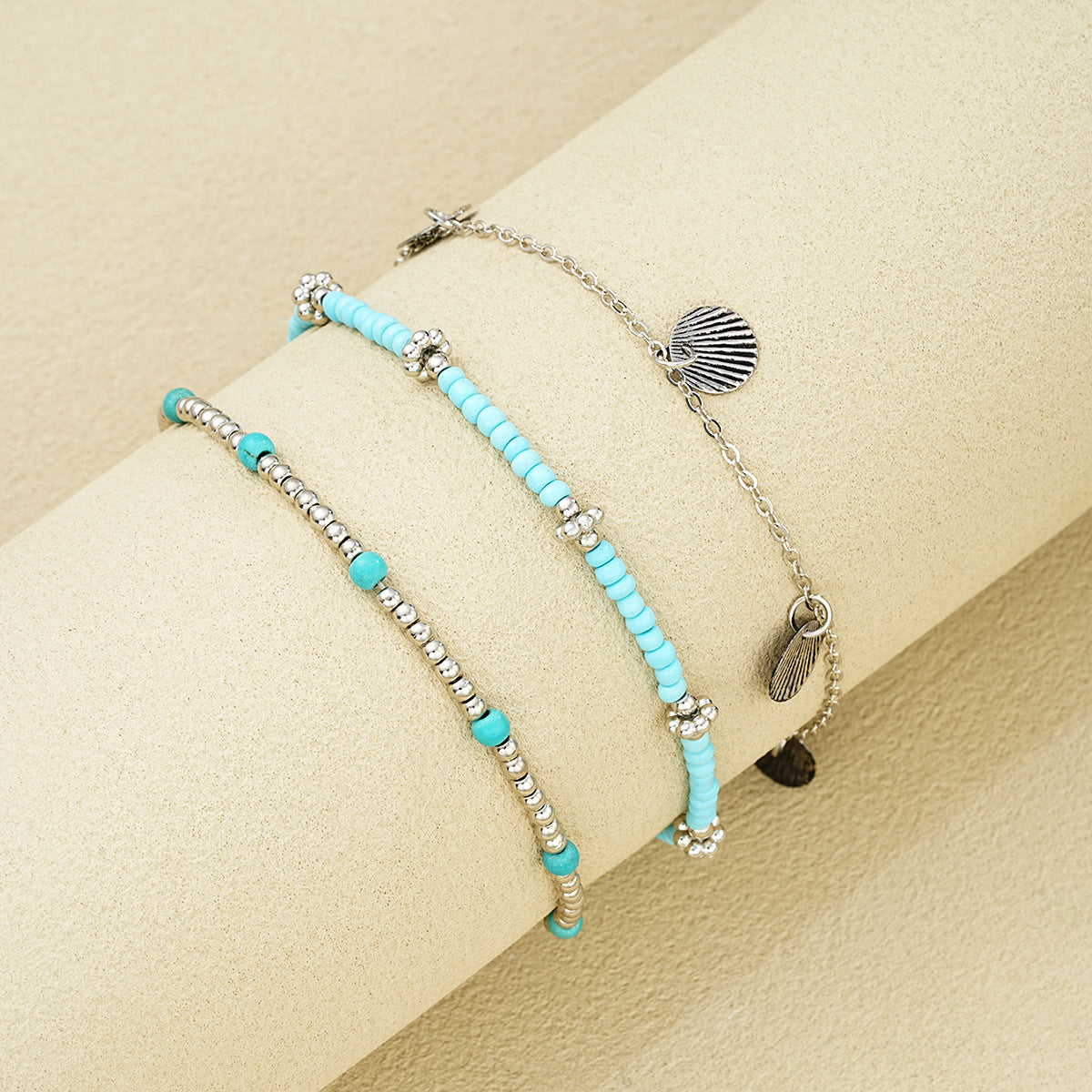 Shell Bead Anklet Set Three-piece Set