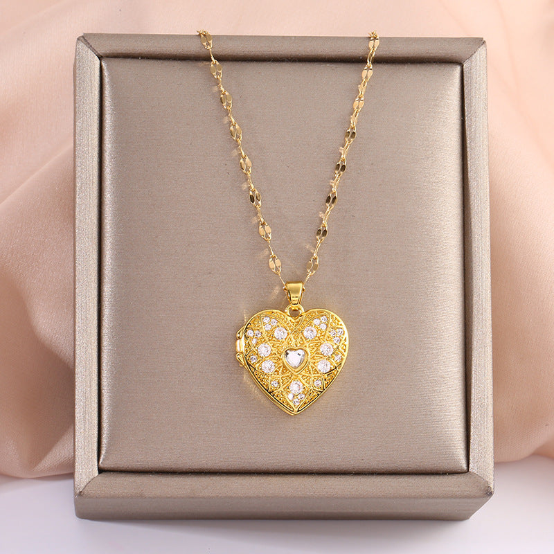 Loving Heart Zircon Openable Pendant Necklace