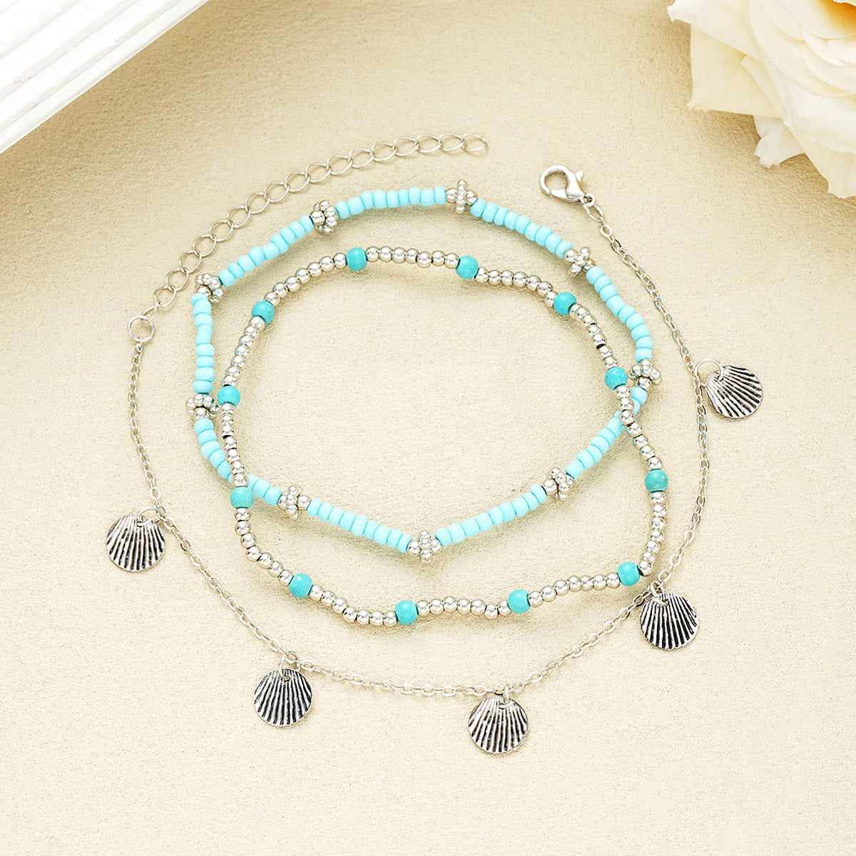 Shell Bead Anklet Set Three-piece Set
