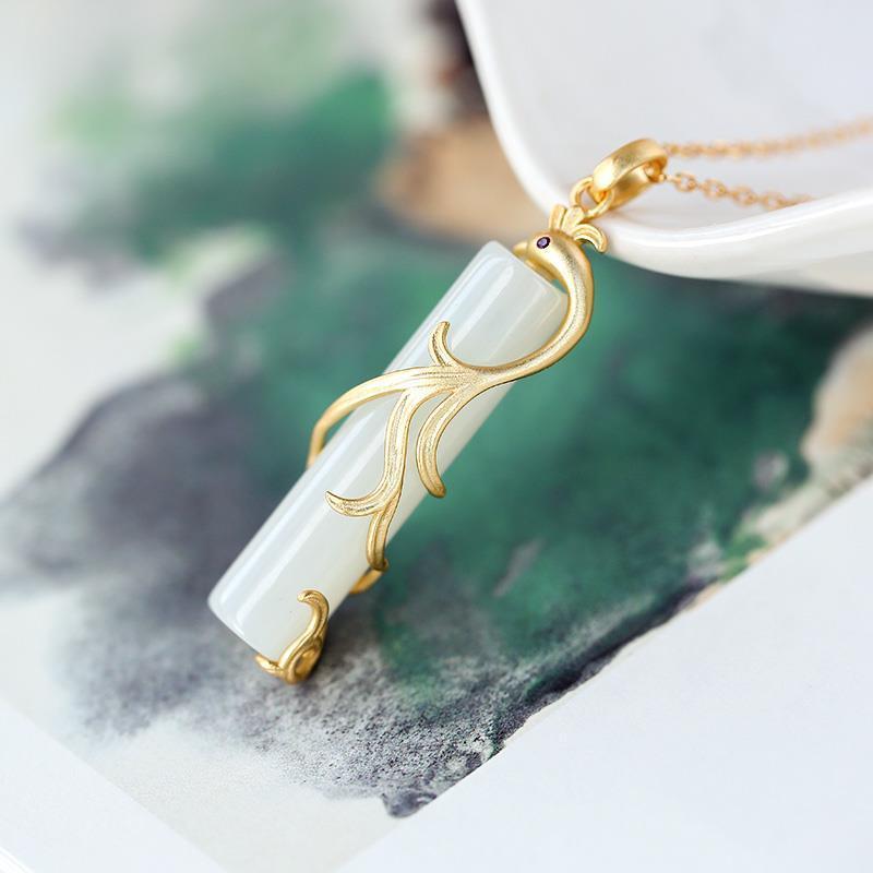 Hetian Jade Prosperity Brought By The Dragon And The Phoenix Pendant