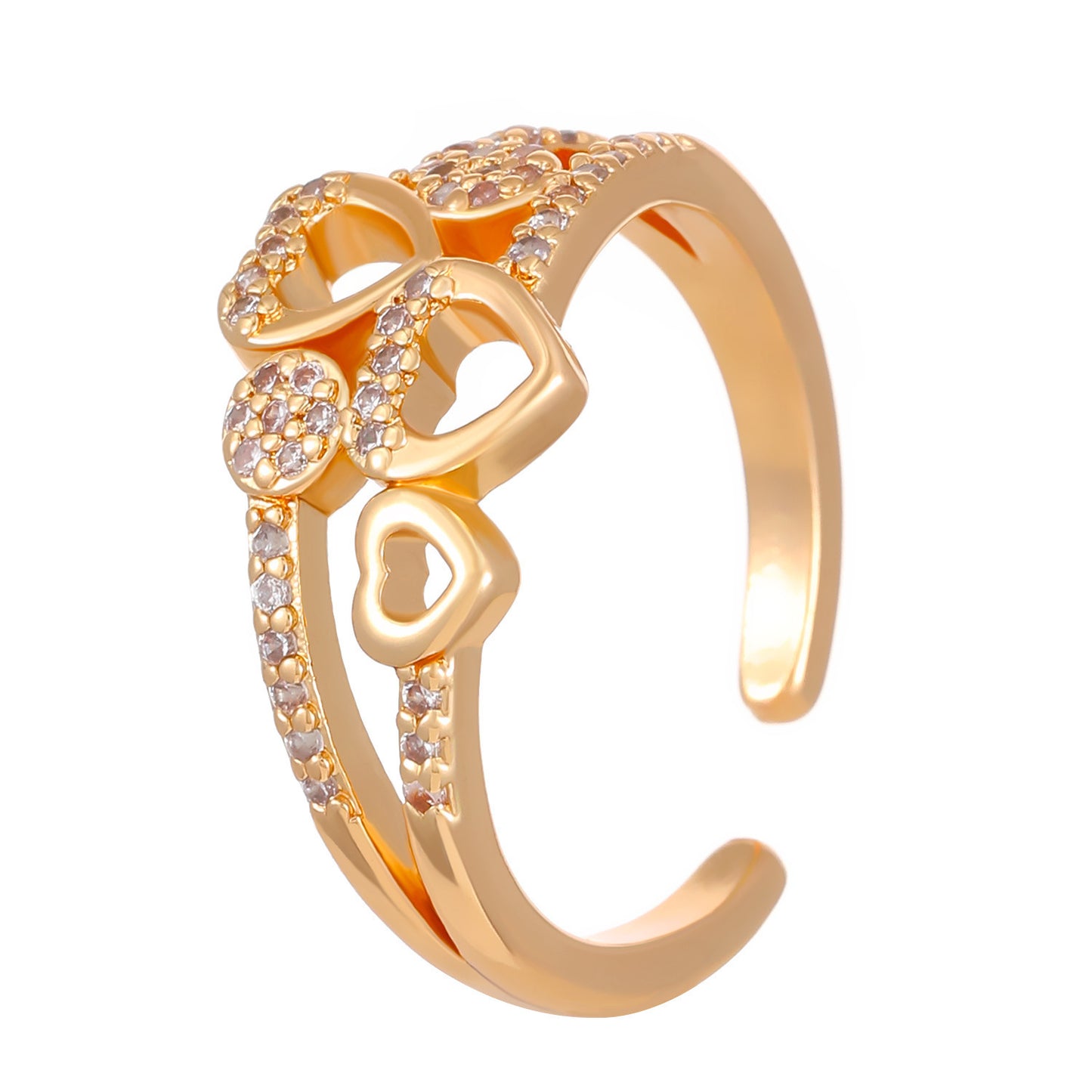 Alloy Geometric Heart Shape Opening Adjustable All-Match Ring