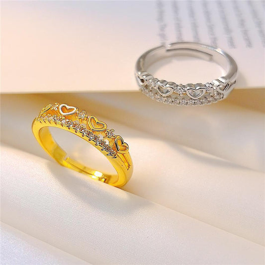 Ins Style Simple Girls Do Not Fade Heart-shaped Open Ring