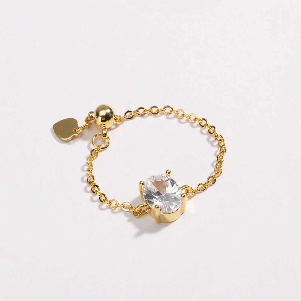 New Copper-plated Gold Oval Stretch Ring For Women