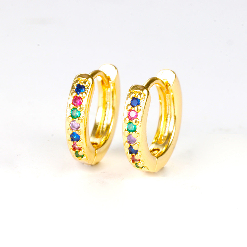 European And American Diamond Circle Ear Studs Personality Fashion